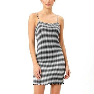 GAP Dress Gingham Mini Ruffle Hem Cotton Dark Blue/White Women Medium NEW NWT